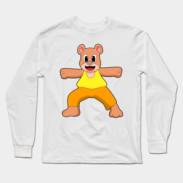 Bear at Yoga in Standing Long Sleeve T-Shirt by Markus Schnabel